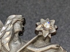 Pewter Winged Fairy with Rhinestone Tipped Wand Brooch Pin