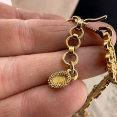 Vintage Monet Bib Necklace Runway Cleopatra Gold Tone Signed 17”