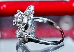 14k white gold ring 0.12ct natural diamond size 4.75 flower vintage 3.35gr N3444