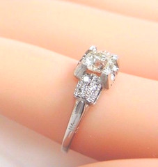 Antique Art Deco European Diamond Engagement Ring Platinum Ring EGL USA