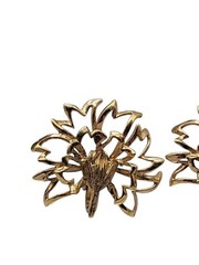 Napier Sterling Clip On Earrings 1940s Gold Wash 925 Silver Large Leaves 925