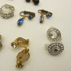 Vintage Earring Lot Rhinestone Dangle Dainty Coro Monet Trifari For Pierced Ears