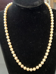 Vintage Freshwater Pearl NECKLACE 14K Yellow GOLD Clasp 18 in 5.93- 6.2 mm