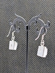 Vtg Sterling Silver Greek Key Maze Spiral Square Shape Hook Dangle 925 Earrings