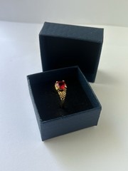 Vintage Red Cubic Zirconia Ring Gold Plated Womens Size 9.5