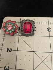VTG-NOW JEWELRY LOT GLASS Stones Clear Brooch Blue/ Pink Red Earrings Post Clip