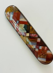 Victorian Scottish Antique Sterling Silver Agate Bar Pin(BB061)