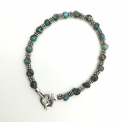 Silver Schark Handmade Sterling Silver & Turquoise Chunk Bead Bracelet 7” #25