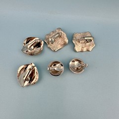 Vintage Clip On Earrings Lot Silver Tone Textured Modernist 1 Signed Monet