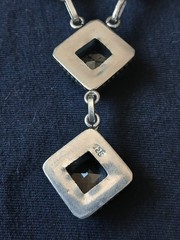 Sterling Silver Gemstone Y Necklace 925 Topaz Quartz Chain Pendant 18″ Vintage
