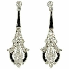 Vintage Art Deco Style Lab Created Diamond Drop Dangle 14K White Gold FN Earring