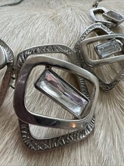 Vintage Silver Tone Necklace With 5 Clear Stones