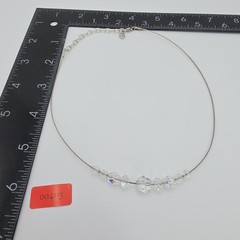 Vintage SWAROVSKI Signed Crystal Necklace Choker Collar Wire Rhodium Plate 17″
