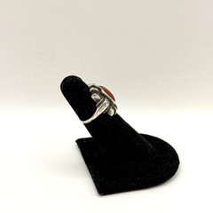 Vintage Art Deco STERLING SILVER Orange Carnelian Stone Marcasite Ring Size 4.25