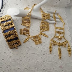Book Juliana D&E for KJL Cast Urn Parure Bib Necklace Bracelet Egyptian Set