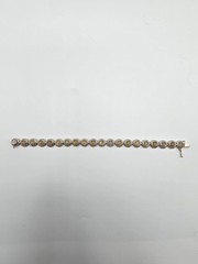 Vintage 925 Sterling Silver Natural Opal Beaded Bezel Link Bracelet 7″