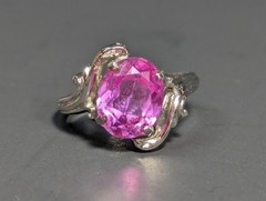 Vintage Clark & Coombs Sterling Silver Pink Topaz Ring Size 5.75