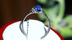 10k w/gold sz 5 ring 1.00ct lab created blue star sapphire diamond 1.72gr N3505