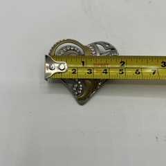 New Chico’s Have a Heart Brooch Pin Silvertone, Goldtone Rhinestones 2008