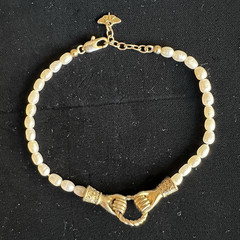 Missoma X Harris Reed 18k Gold Plate/ Natural Pearls In Good Hands Bracelet READ