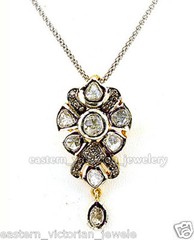 1.03ctw Genuine Old Mine Rose Antique Cut Diamond Vintage Silver Pendant Jewelry