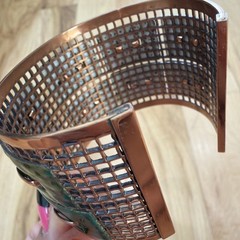 Vintage Matisse Renoir Copper + Green Marbled Enamel Cuff Bracelet 1 3/4”
