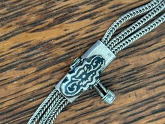 Vintage STERLING SILVER NIELLO TURKISH FOXTAIL PENDANT NECKLACE 925 40.8 GRAMS