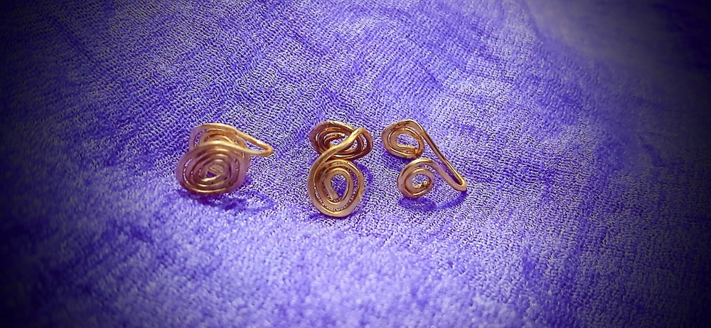 Handmade Brass Cuff Coil Earrings Set Of 3