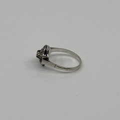 French Sterling Paste Shield Ring Size 8.25 Crab Mark Art Deco Vintage