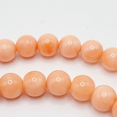 Genuine Pink Peach Blush Coral Bead 6mm Necklace Alloy Clasp Tested 25 inch