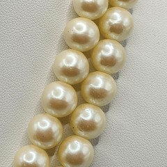 Vintage Double Strand Faux Pearl Choker Necklace Ornate Rhinestone Clasp Cream