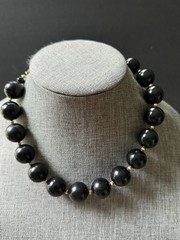 Vintage Bead Choker Necklace Black Cocktail Bubble Retro Career Statement