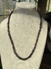 Genuine Almandine Garnet Free-Form Bead Necklace Bronze Bead Spacers Screw Clasp