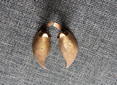 VINTAGE STERLING SILVER & WHITE ENAMEL DAVID ANDERSEN NORWAY LEAF EARRINGS