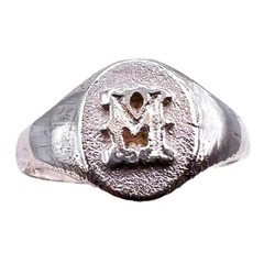 Initial Letter M Signet 925 Sterling Silver Child Woman Pinky Ring Size 3.25