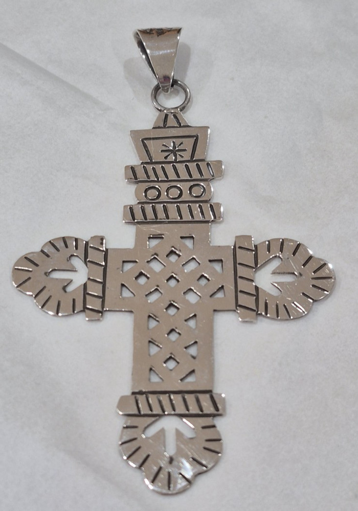 X-Large Sterling Silver Cross Pendant 3.75 Inches