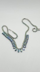 VTG B. David Blue Green Aurora Borealis Rhinestone Choker Necklace & Bracelet