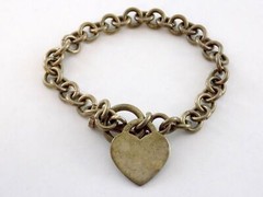 Sterling Silver Heart Charm Toggle Clasp Bracelet 925 Chain Links 6.75 In 24.9g