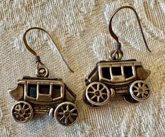 Sterling Silver Stagecoach Earrings, 3/4″ Long X 1/2″ HIgh, 9.6 Grams Vintage