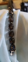 Rare 8.5″ Vintage ADI 925 Sterling And Smoky Quartz Gemstone Tennis Bracelet