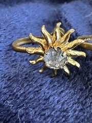 Vintage Sun Earrings Rhinestone Gold Tone Screw Back Dainty Everyday Retro