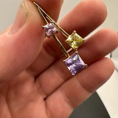 Sterling Silver 925 Purple Amethyst Pendant Charm Ross Simons Yellow Pink CZ