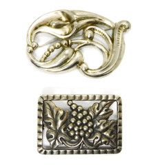 Antique Vintage Sterling Silver Art Nouveau Art Deco 4 Brooches 1 Pendant Lot
