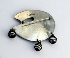 Vintage 80s Deborah Roberts Modernist Whimsy Palette Caged Pearl Dangle Pin