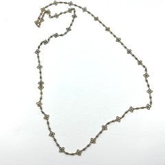 Vintage Gold Tone Quatrefoil Station Necklace Delicate Beaded Chain Classic