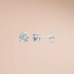1.30 CTW Cushion Lab Grown Diamond Prong Basket Setting Solitaire Stud Earrings