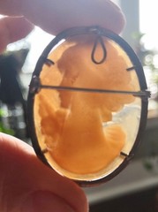 Vintage Hand-Carved Shell Cameo Brooch/Pendant Set in 800 Silver – Free Shipping