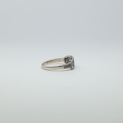Art Decó 18kt Gold Band Ring With Diamonds and Blue Enamel – 836