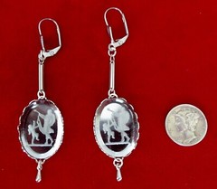 Vintage Jewelry Set: Reversed Etched Glass Necklace & Earrings/Boho/Shabby Chic