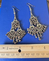 Vintage Style Gold Tone Chandelier Dangle Earrings Brown Rhinestone Boho